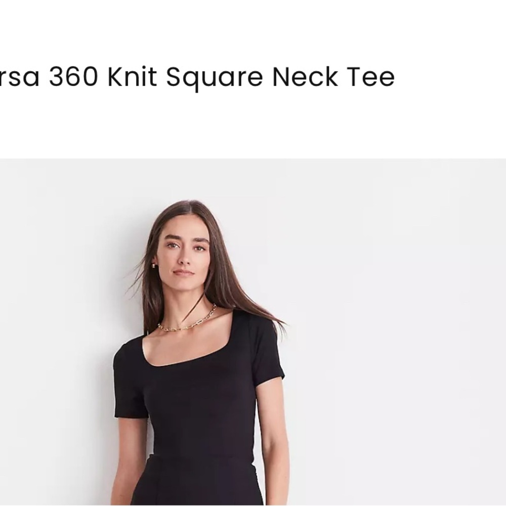 LOFT Versa 360 Knit Black Square Neck Top